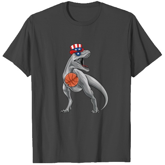 Dinosaur Basketball 4th Of July T Shirts