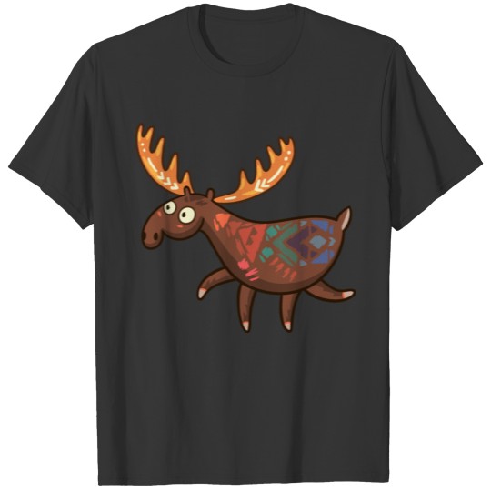 Elk funny cartoon animal vector illustration image T Shirts