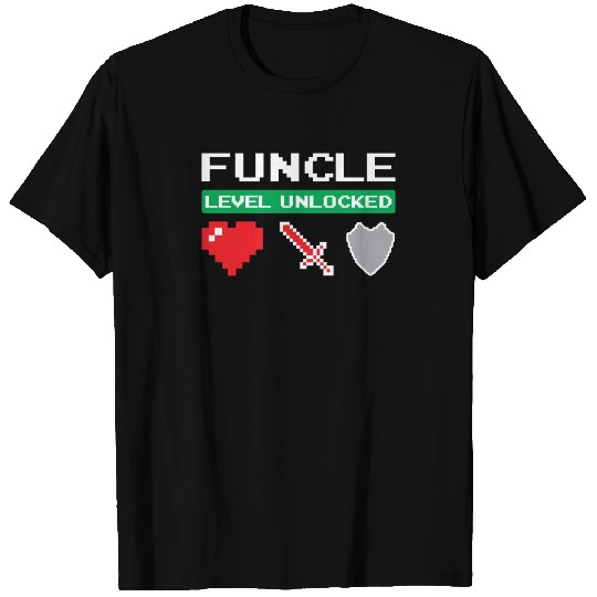 Funcle Level Unlocked Heart Sword Shield Fun Uncle T Shirts