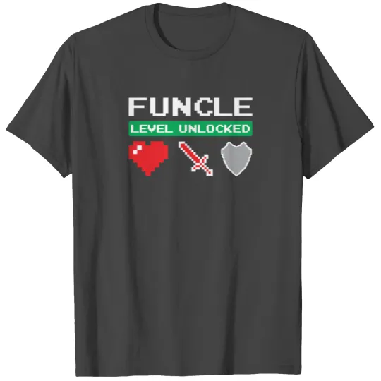 Funcle Level Unlocked Heart Sword Shield Fun Uncle T Shirts