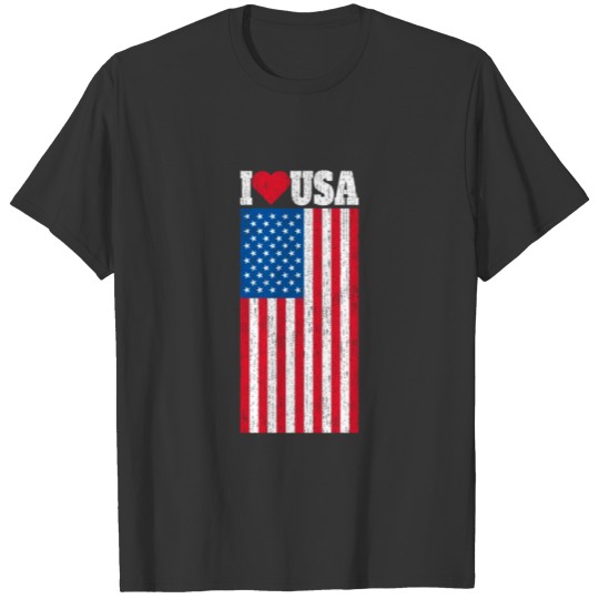 I Love USA Flag 4th Of July American Flag Patriotic T-shirt