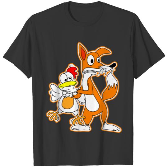 Cute Fox and Chicken fighting Gift Idea T-shirt