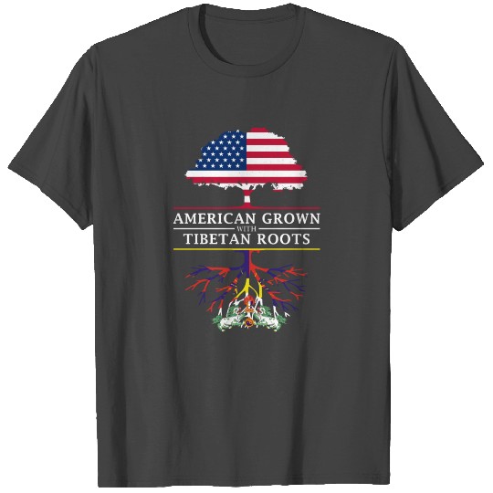 American Grown with Tibetan Roots Tibet Design T Shirts