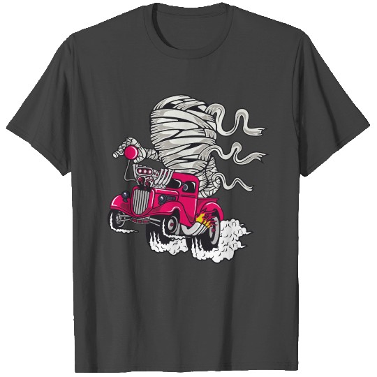 Comic funny Mummy Race Hot Rod Car T Shirts