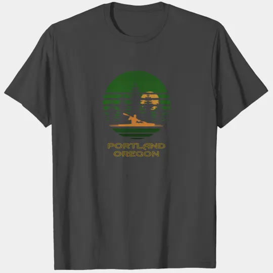 Portland Oregon Souvenir Kayak Pine Trees T Shirts