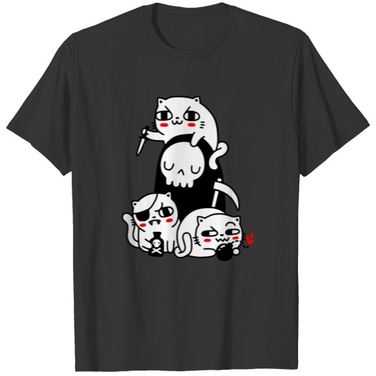 Funny Cartoon Death Is A Badass Gangster Cat T Shirts