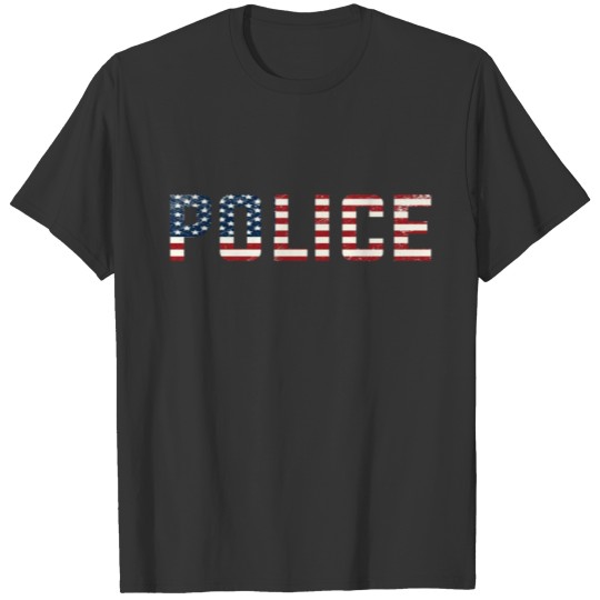 Police American Flag Patriotic 4th Of July Holiday T Shirts
