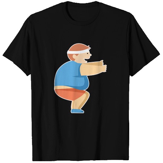 squat exercise fat happy guy gift idea T Shirts