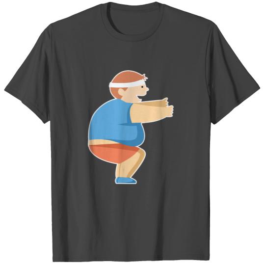 squat exercise fat happy guy gift idea T Shirts