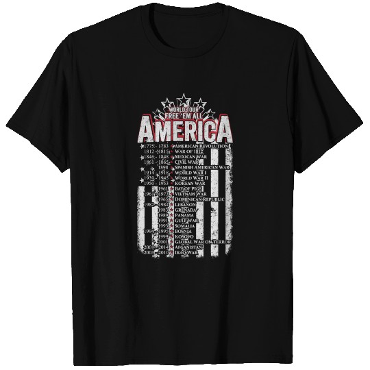 Veteran - World tour free em all America T Shirts