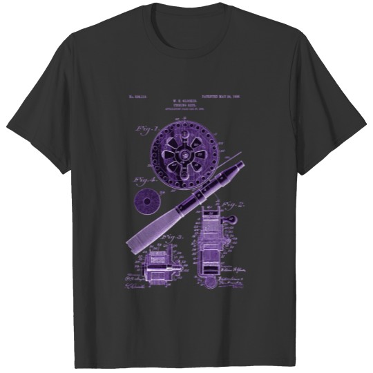 Vintage Fly Fishing Patent Drawing Design 8 T-shirt