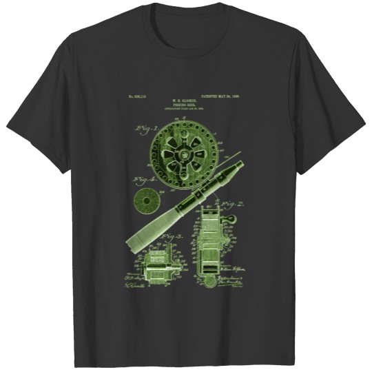 Vintage Fly Fishing Patent Drawing Design T-shirt