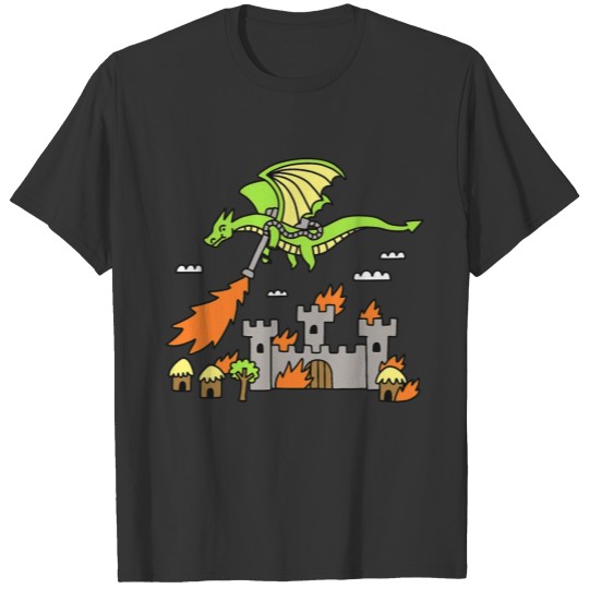 Dragon With A Flamethrower funny Cute Cartoon T-shirt