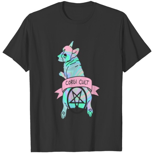 Corgi Cult Witchy Dog Hologram 90s Print T Shirts