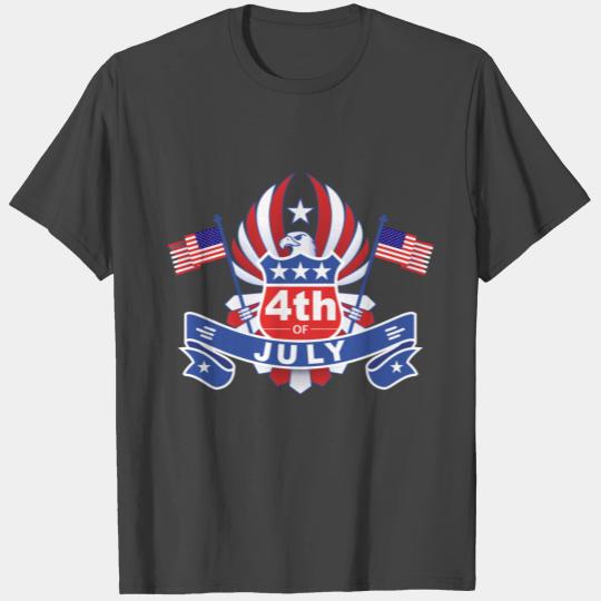 4th of July - eagle flags - stars and stripes T Shirts