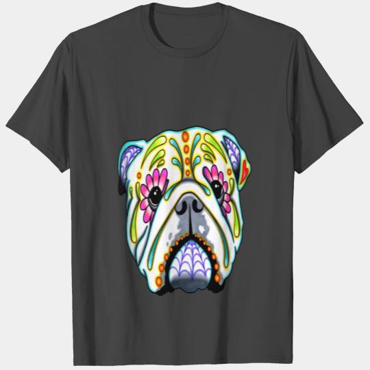 English Bulldog Day Of The Dead Sugar Skull Dog T Shirts