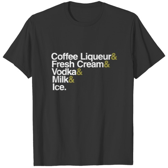 Cocktail Recipe List White Russian T Shirts