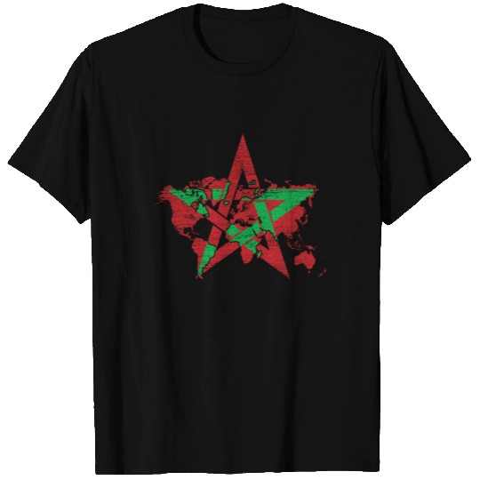 Morocco Map Flag Nation Islam Pentagram Africa T Shirts