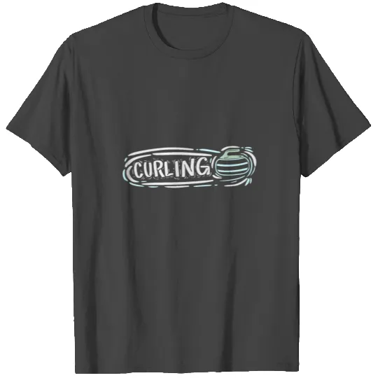 curling sports stone script gift idea T Shirts
