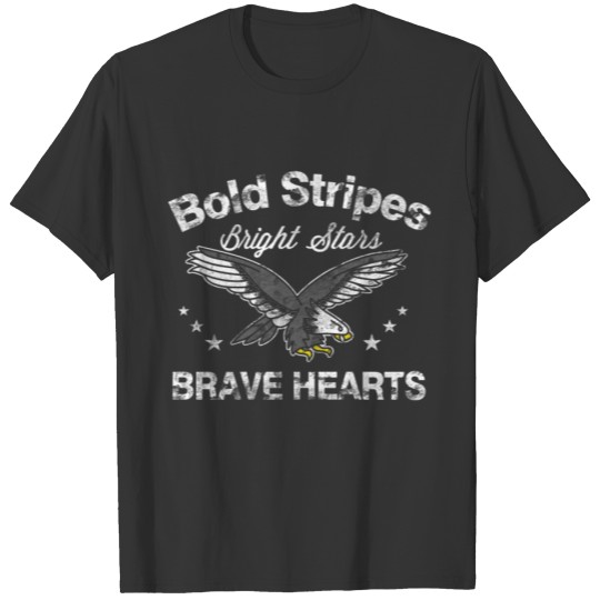 4th of July Bold Stripes Bright Stars Brave Hearts T-shirt
