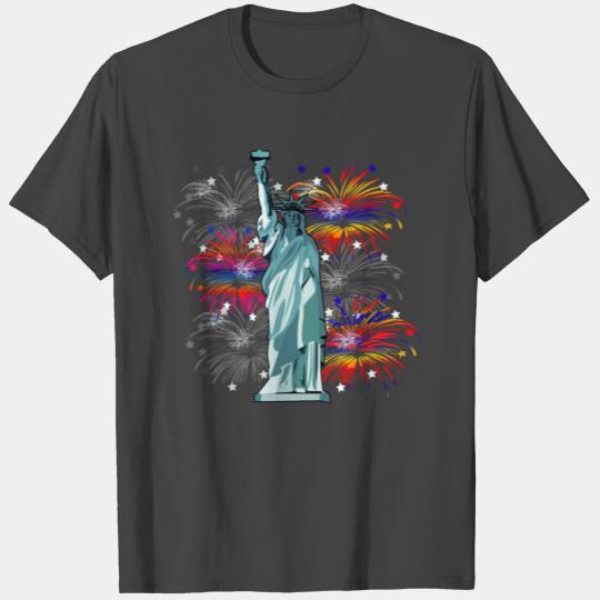 Statue of Liberty July 4th American, USA, Flag T Shirts