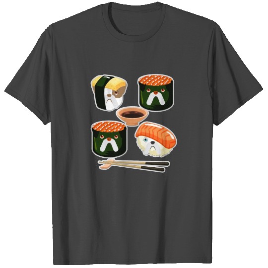 Sushi English Bulldog Funny T Shirts