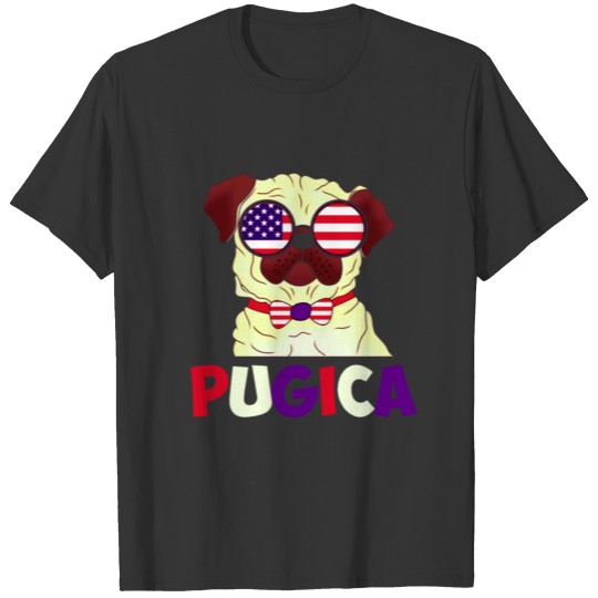 Independence Day Pug Funny pug dog who seems to be T Shirts