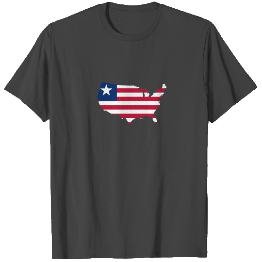 USA Map with Liberia Flag Liberian American Pride T Shirts