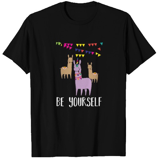 Funny Llamacorn Be yourself Unicorn Alpaca Lama T Shirts