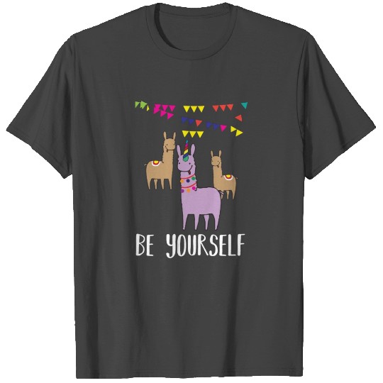 Funny Llamacorn Be yourself Unicorn Alpaca Lama T Shirts