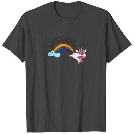 Rainbow Unicorn Comic Color Positive Happy Gift T Shirts