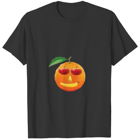 Orange cherry cherry banana pear face smiley T-shirt
