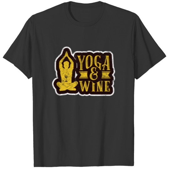 Yoga and Wine Cool Weathered Vintage Drinking and Workout Yellow T Shirts