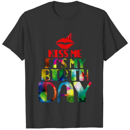 birthday kiss lips colorful gift idea T-shirt