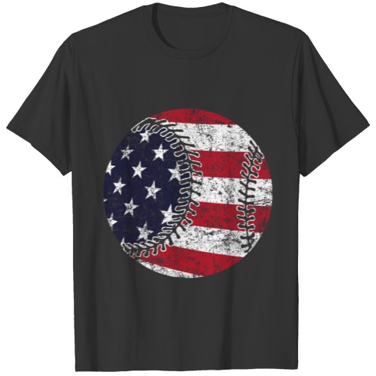Baseball American Flag Gift Fourth of July T Shirts