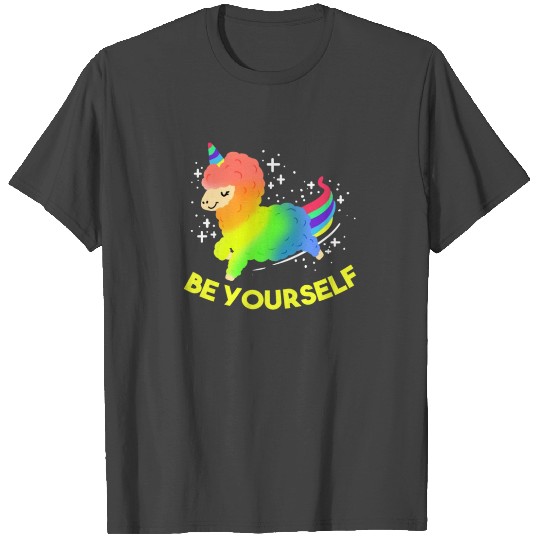 Funny Llamacorn Be yourself Unicorn Alpaca Lama T Shirts