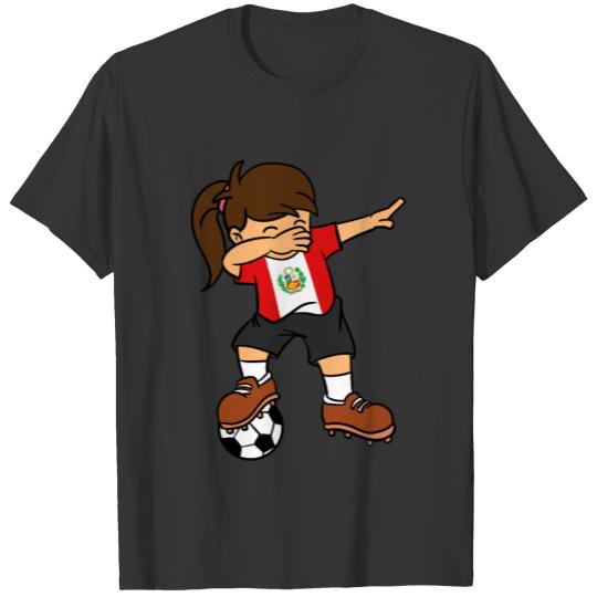 Peru Soccer Ball Dabbing Girl Peruvian Football T-shirt
