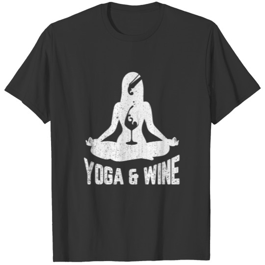 Yoga and Wine Cool Vintage Drinking and Workout Design T Shirts