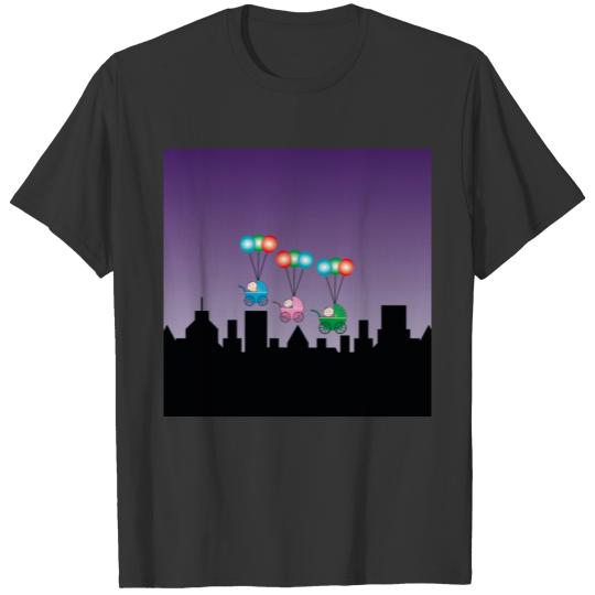Babies in buggies fly away over the skyline T Shirts