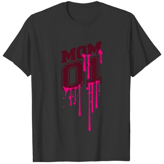 pink graffiti stamp drop 01 mom number text sticke T-shirt