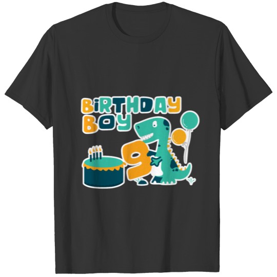 9th Birthday Boy Dinosaur Party Dinosaur Birthday T Shirts