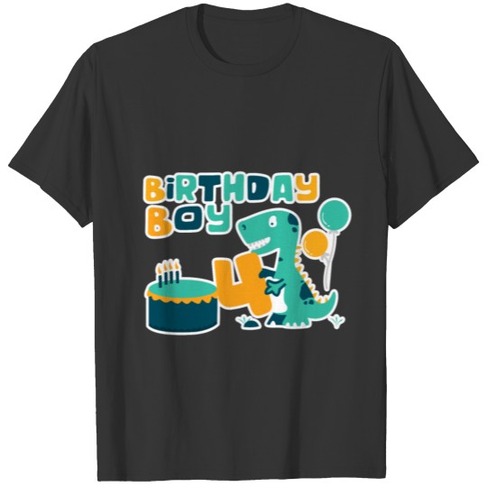 4th Birthday Boy Dinosaur Party Dinosaur Birthday T Shirts