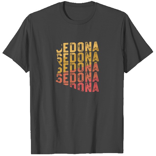 Retro Sedona Vacation T Shirts Arizonna State Shape USA Gift