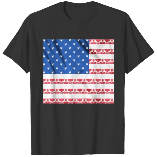 4th of July love your horse us flag - equine style T-shirt