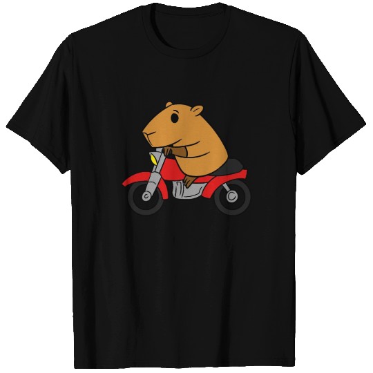 Capybara Riding Motorcycle T Shirts Funny Rodent