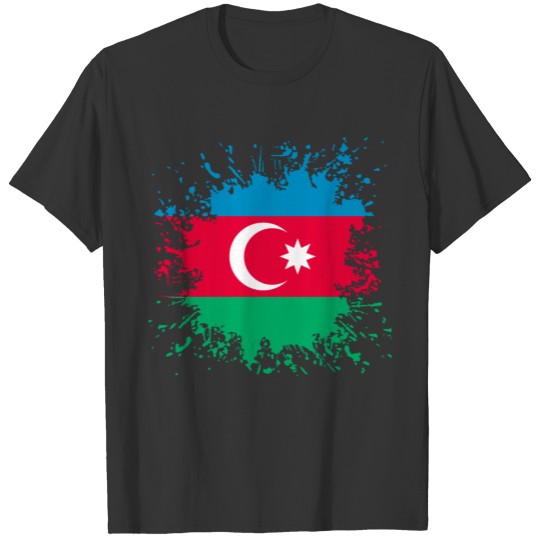 Azerbaijan Flag Paint Splashes Splash T-shirt