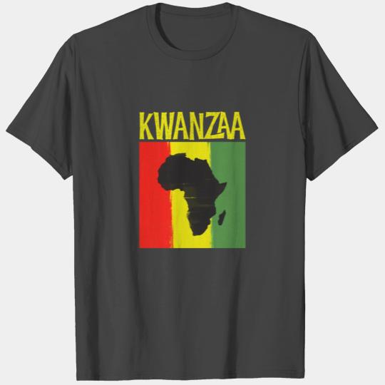 Kwanzaa Africa Map Black Ancestry Heritage Holiday T Shirts