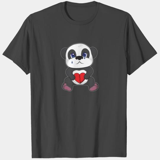 Cute Sad Panda broken heart gift tears cry crying T Shirts