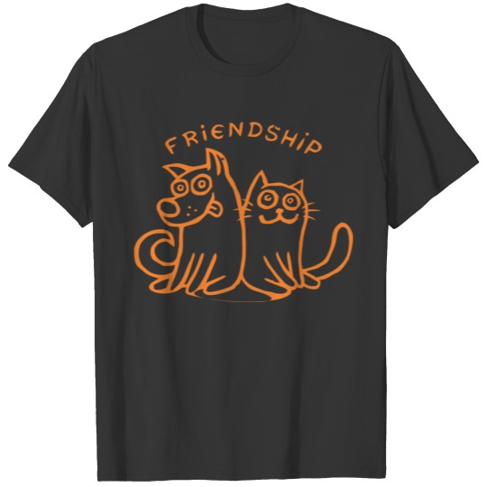 funny cat and dog friend T Shirts