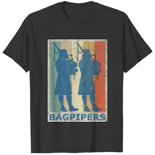 Retro Vintage Style Bagpipers Music Musician T Shirts